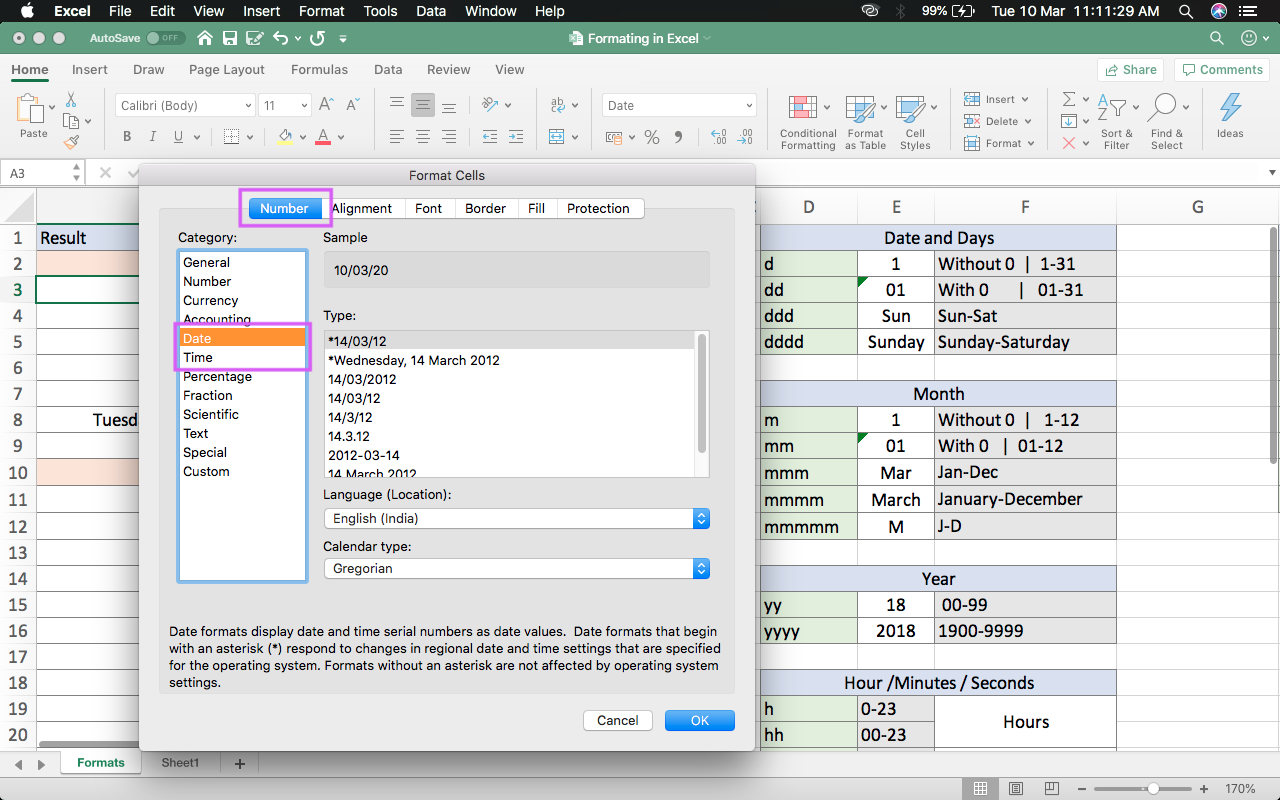 Date Formatting in EXCEL