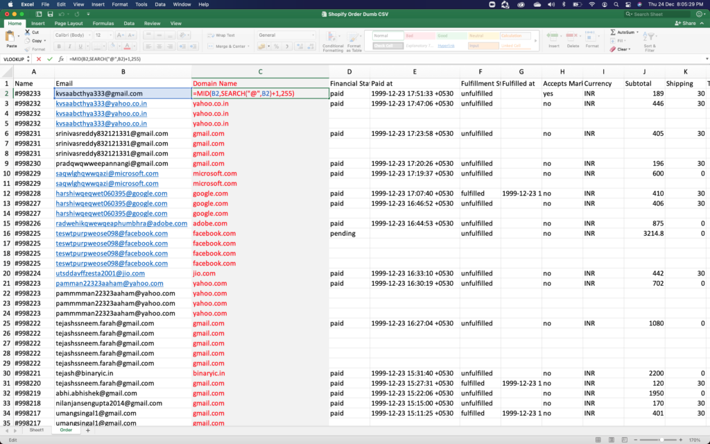 Search Domain from Email ID using Formula of Mid and Search