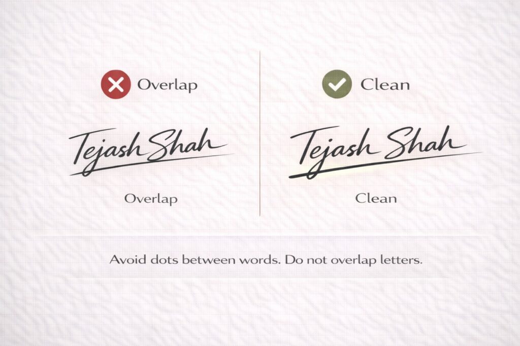 Do Not Overlap Letters Excessively for an Ideal Signature?