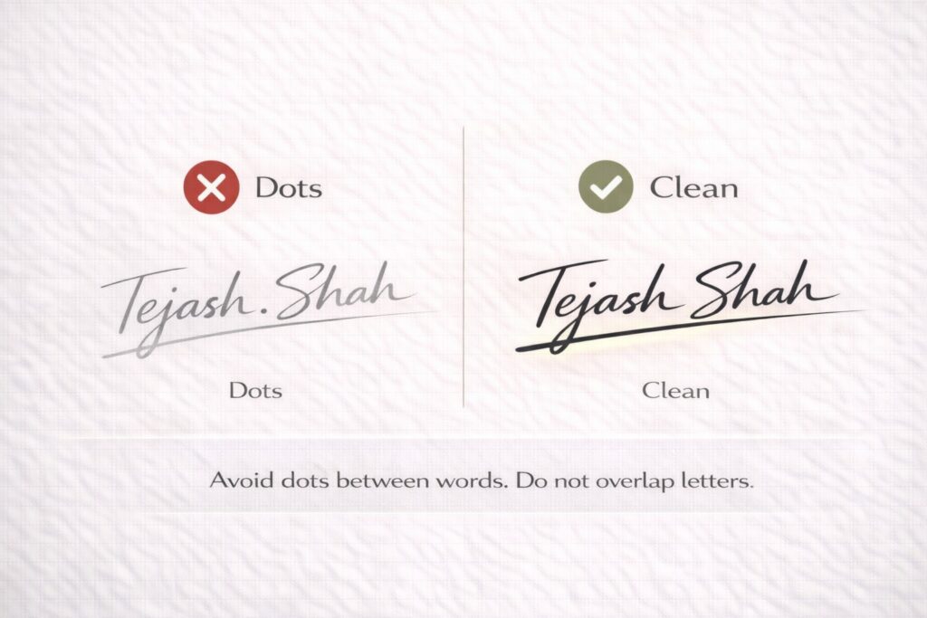 Avoid Dots Between Words for an Ideal Signature?