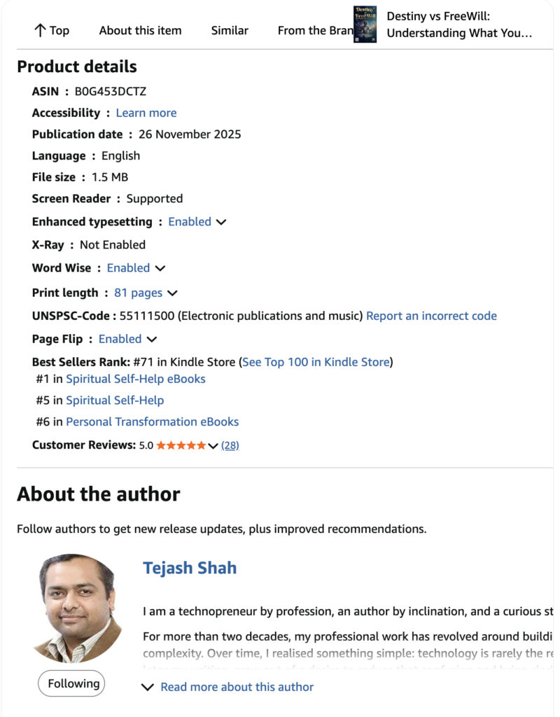 Becomes #1 Amazon Bestseller Book in Spiritual Self-Help – Destiny vs FreeWill